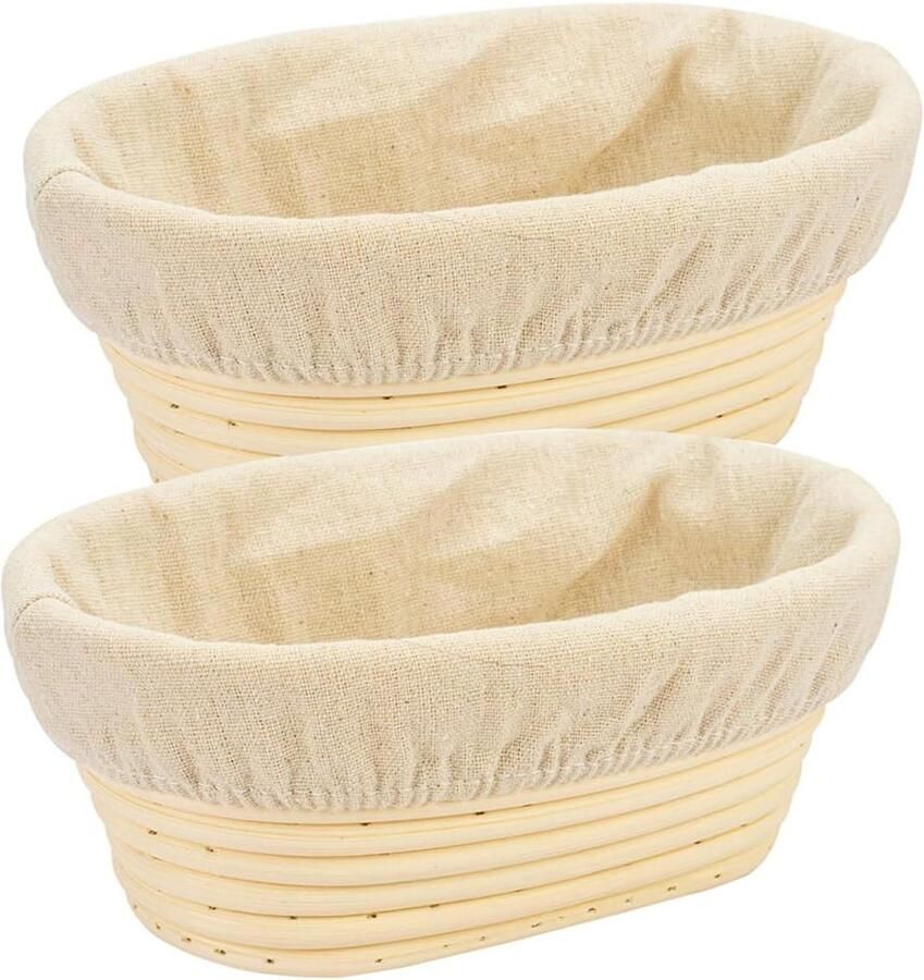 Brotvorm Broodmand Rijsmand deeg Brood bakken Handgemaakt 8 Inch Ovaal Beige