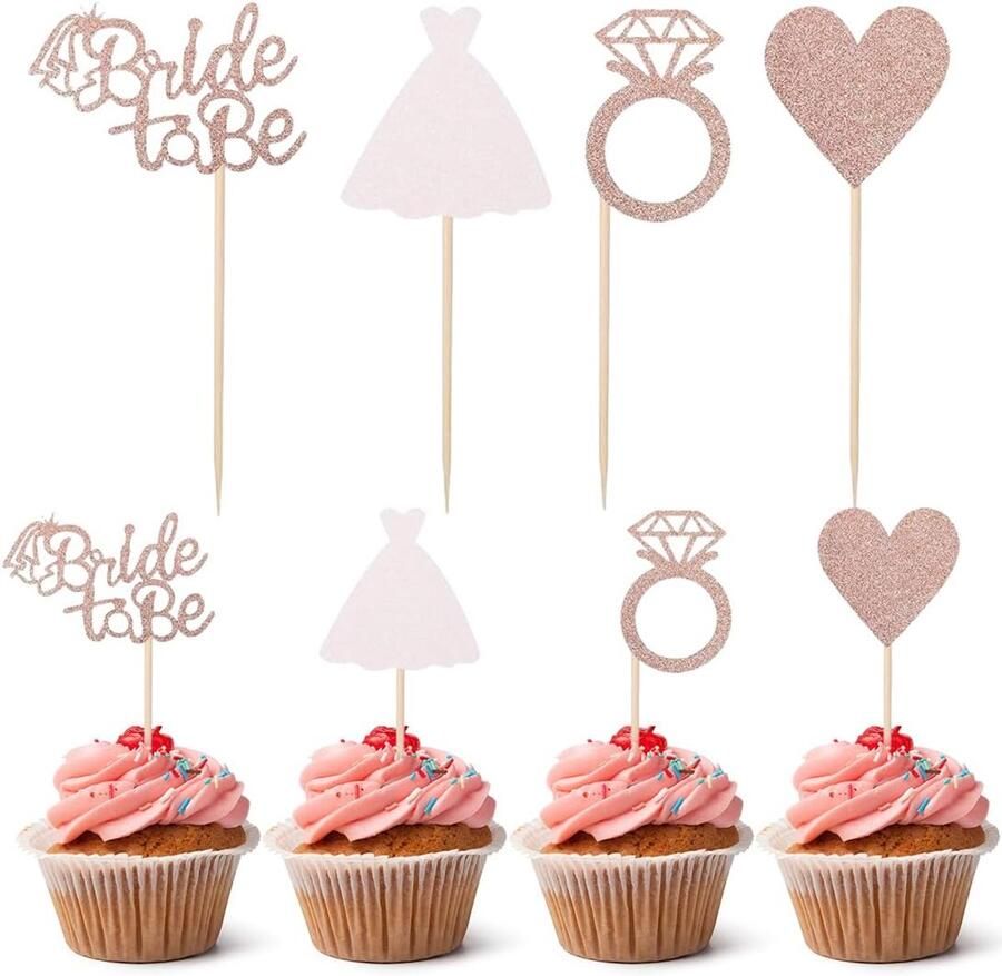 Bruid 48 stuks bruidstaartdecoratie bruidstaarttoppers voor bruidsdouche