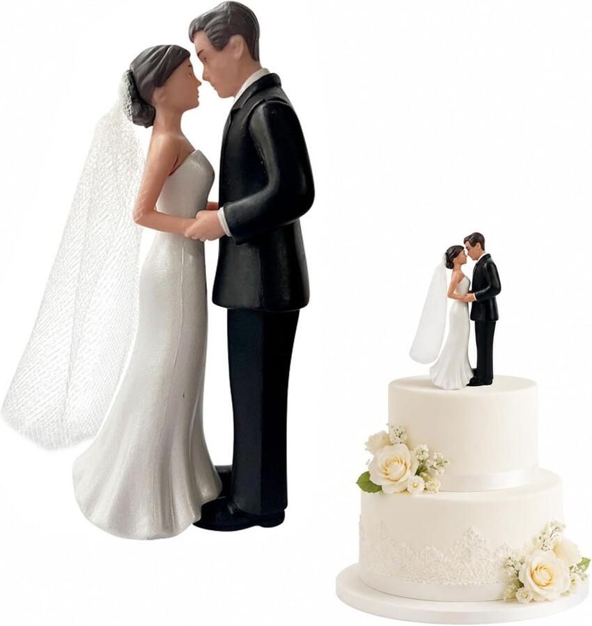 Bruidspaar Figuren Taarttopper Huwelijksfiguren Bruidspaar Cake Topper voor Bruidstaart 11 cm x 5 cm Taartdecoratie
