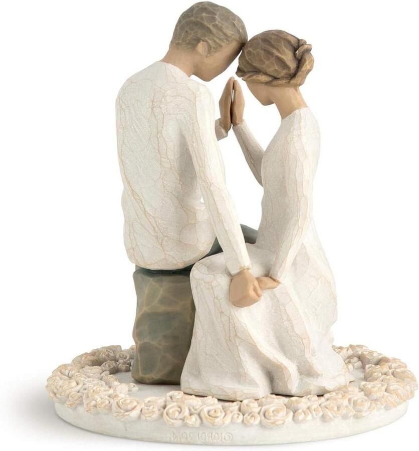 Bruidspaar Figuur Taartdecoratie Set Bruiloft Vieren Handgesneden Stijl 10 cm Hoog Gekleurd