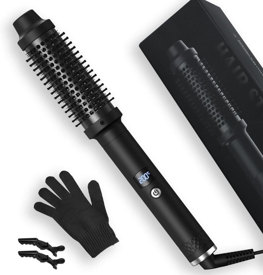 Brush 38mm Warmteborstel met LCD-scherm (120-200°C) Ronde Krulborstel & Hairstyler Gebruik als Kam Strijkijzer Krultang Thermoborstel voor Volume bij de Wortels en Losse Krul