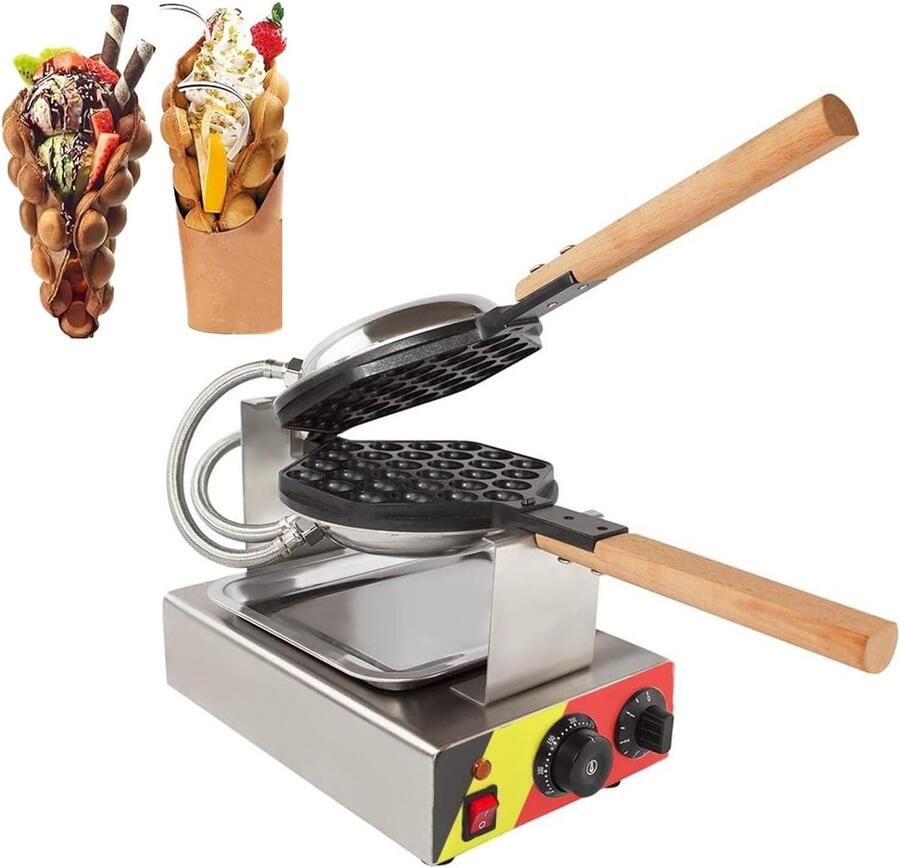 Bubble Wafelijzer Hong Kong Wafelmaker Desserts Maken Dubbelzijdig Verwarmend 1400W Zilver
