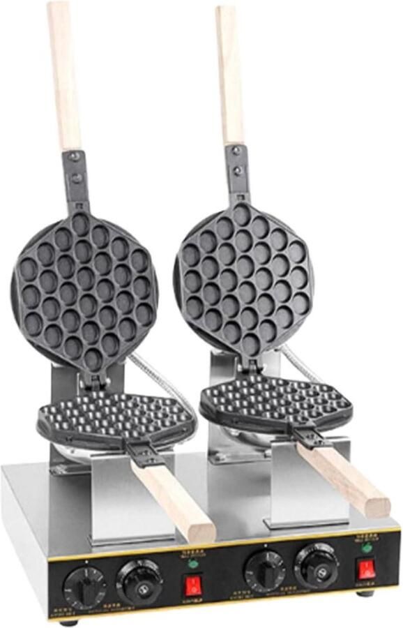 Bubble Wafelmaker Dubbel Wafelijzer Eggettes Street Food Maken Roterende Dubbele Kop