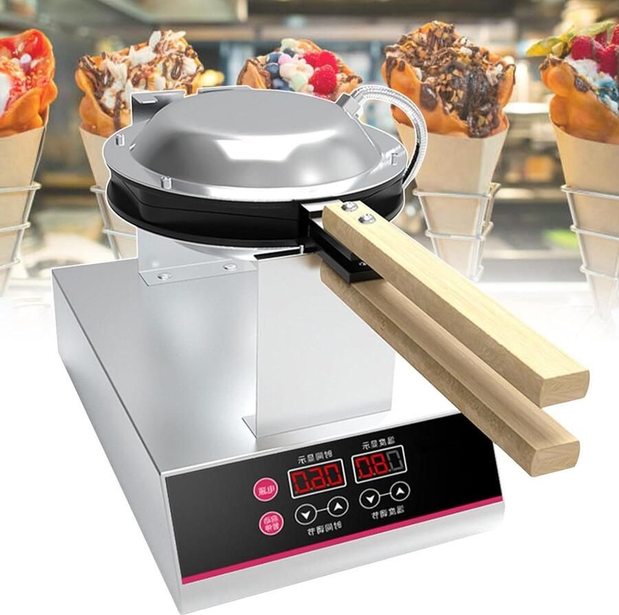 Bubble Wafelmaker Eierwafelijzer Wafels Bakken Dubbelzijdige Verwarming 1400W Zilver