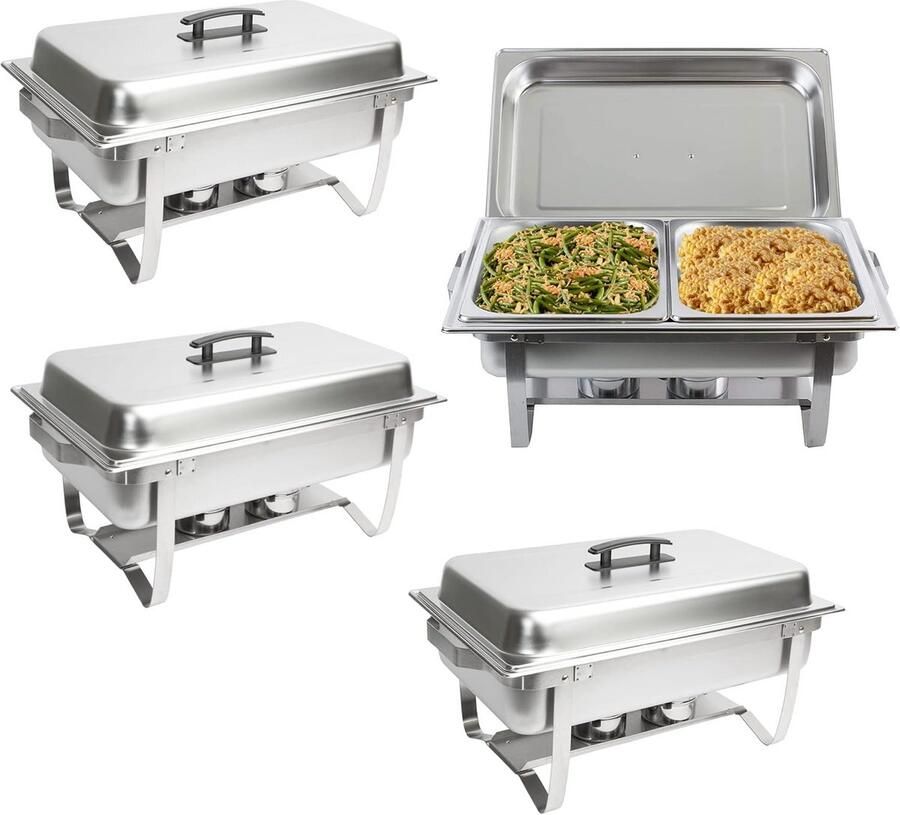 Buffet Chafing Dish Set 4 Stuks Warmhoudsysteem voor Feesten en Catering
