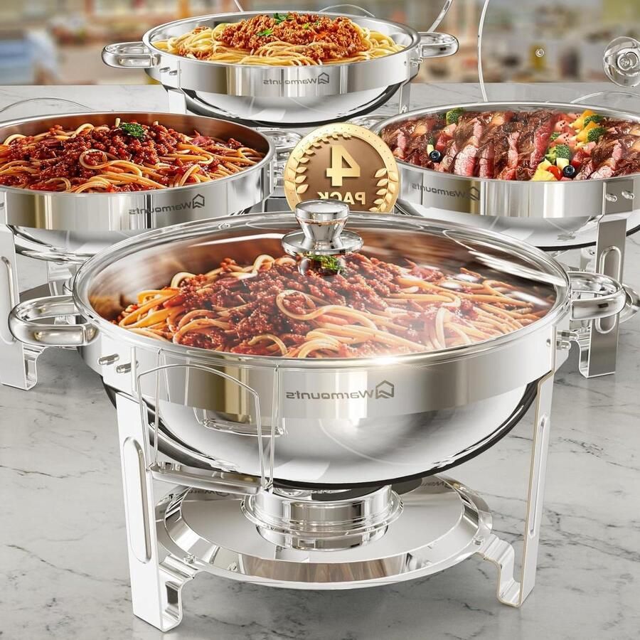 Buffet Chafing Dish Set Warmhoudbakken Catering Eten Warm Houden 98% Voorgemonteerd 5 QT per stuk Zilver