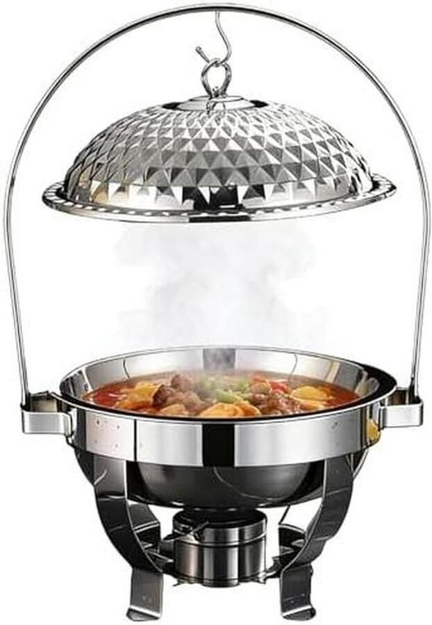 Buffet Chafing Dish Voedsel Warmer Serveerset Buffet Warm Houden Waterbad Temperatuurregeling Grote Capaciteit Zilver