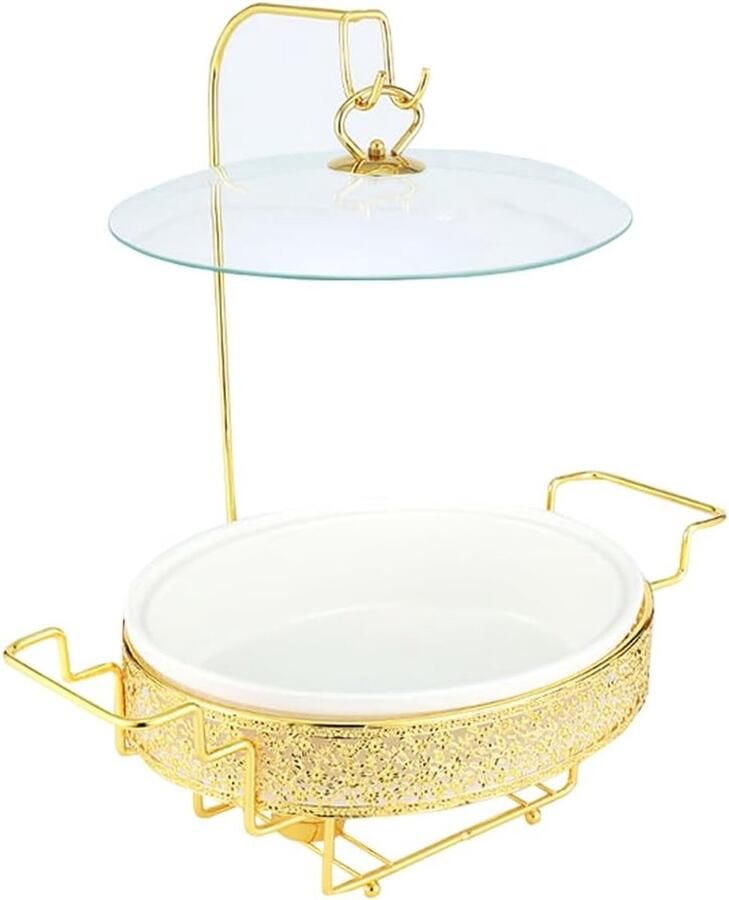 Buffet Chafing Dish Warmhoudbak Buffet Eten Warm Houden Elegante Gouden Standaard Ruime Capaciteit Goud
