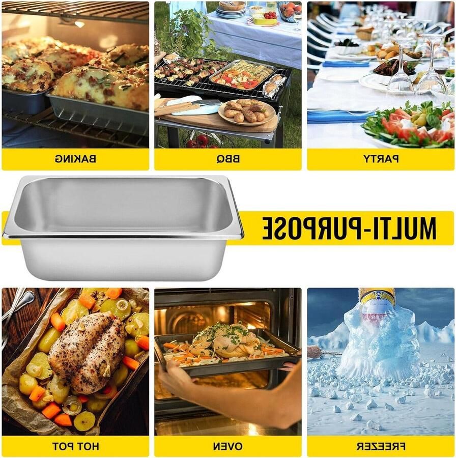 Buffet Chafing Dishes 8.5L-20.5L Gastronorm Pannen Stoom Tafel Lade Roestvrijstalen Voedsel Container for Party Bbq Bakken Stabiele Werking(6PCS 8.5L)