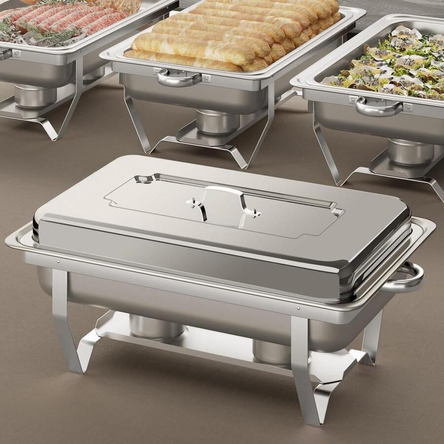 Buffet chafing dishes Warmhoudbakken set Feestelijke maaltijden Gladde randen 9 liter Zilverkleurig