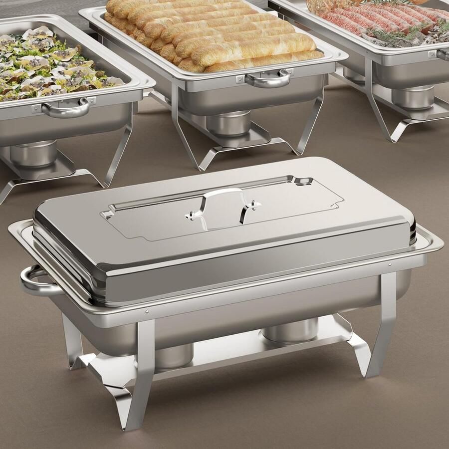 Buffet chafing dishes Warmhoudbakken set Feestelijke maaltijden serveren Roestvrij staal constructie 9 quarts Zilver