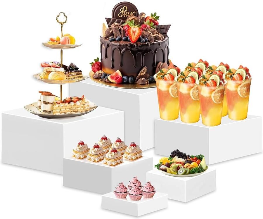 Buffet Food Display Stand 6 stuks desserttafel displaybox acryl taartstandaard kubusstandaard taartstandaard catering-accessoires herbruikbare displayorganizer voor bruiloften