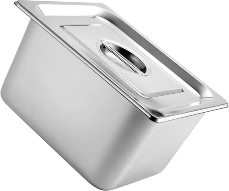 Buffet Pan Serveerschaal Met Deksel Eten Presenteren Roestvrij Staal 26.5x16.5cm Zilver