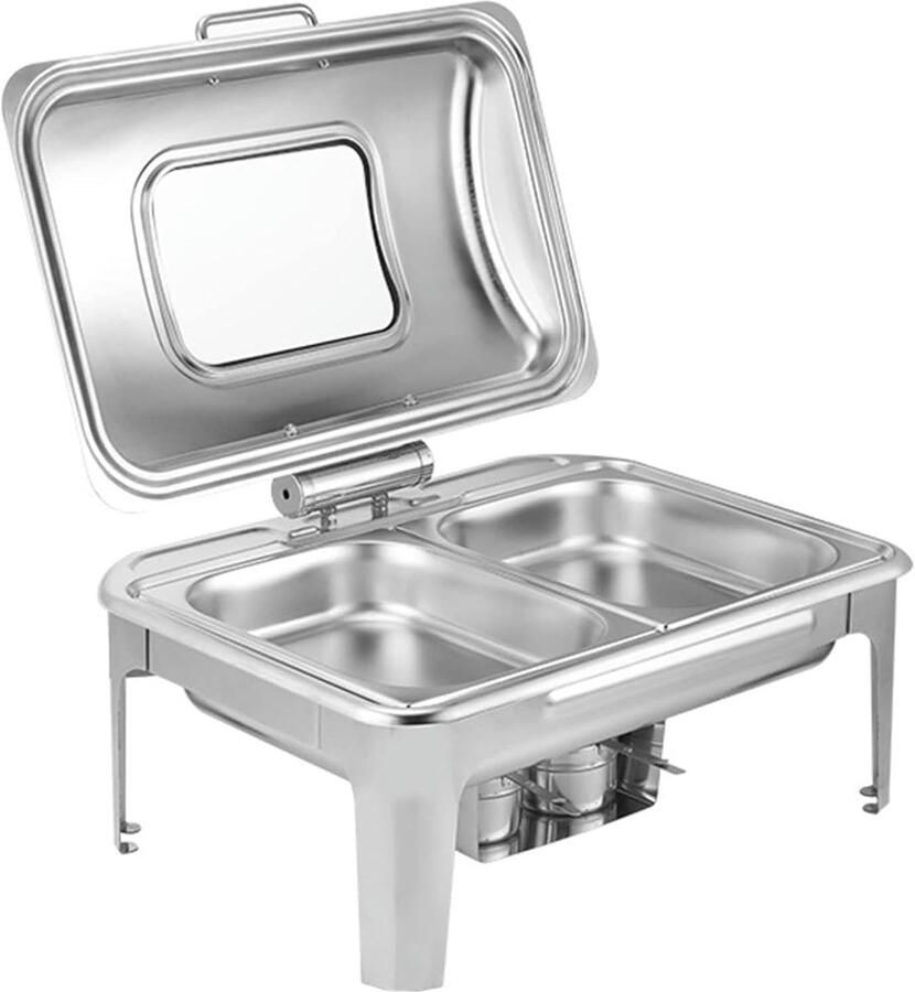 Buffet Schep Voedselwarmer Deksel Warm Eten Serveren Gelijkmatige Warmte 57 x 42 x 30 cm Zilver