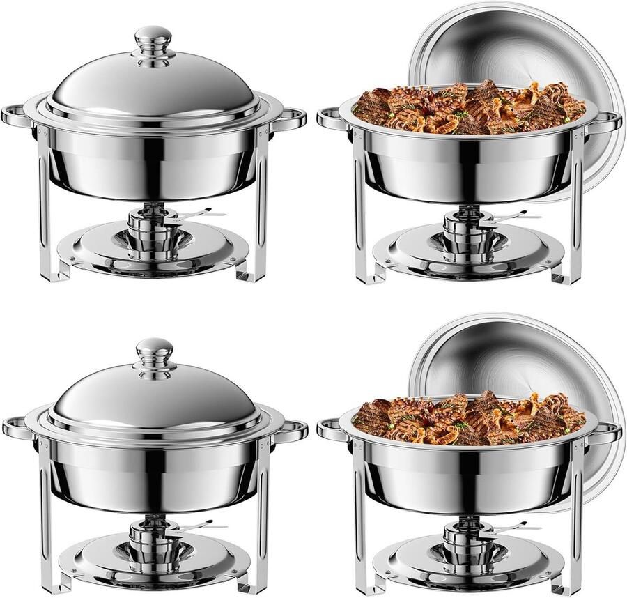 Buffet Serveerschaal Warmhoudbak Bain Marie Feesten Organiseren Verstelbare Temperatuur 6L Zilver