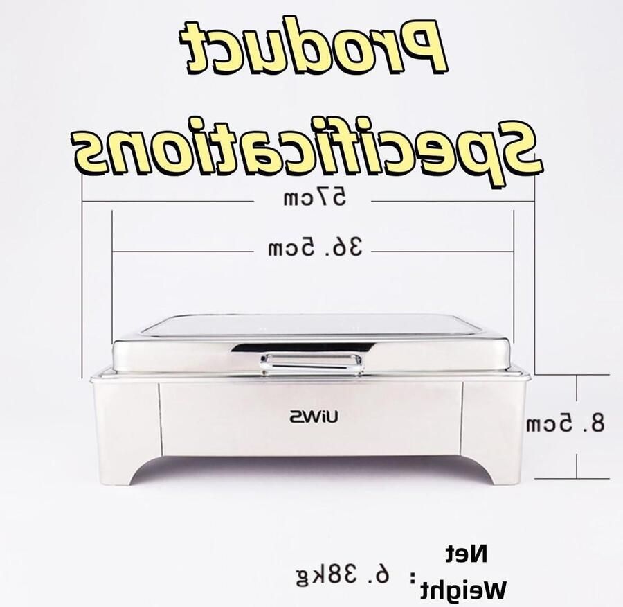 Buffet Serveerset Voedselwarmer Feestelijk Serveren Roestvrij Staal 6qt Capaciteit Goud