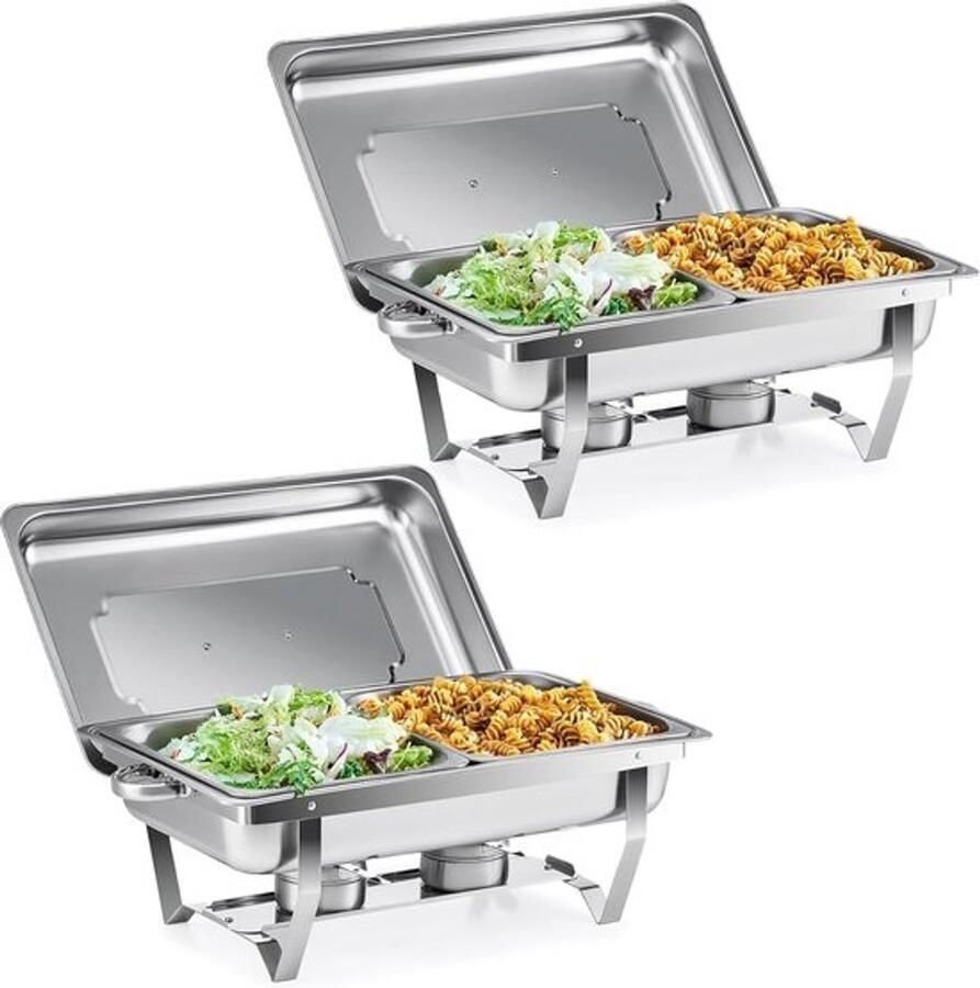 Buffet Serveerset Warmhoudbak Buffet voor grote groepen Inklapbaar 9 Liter Zilver