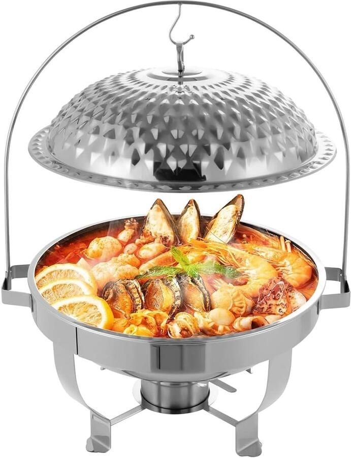 Buffet Serveerset Warmhoudbak Feestelijke Bijeenkomsten Zonder Elektriciteit 4 Delen Zilver