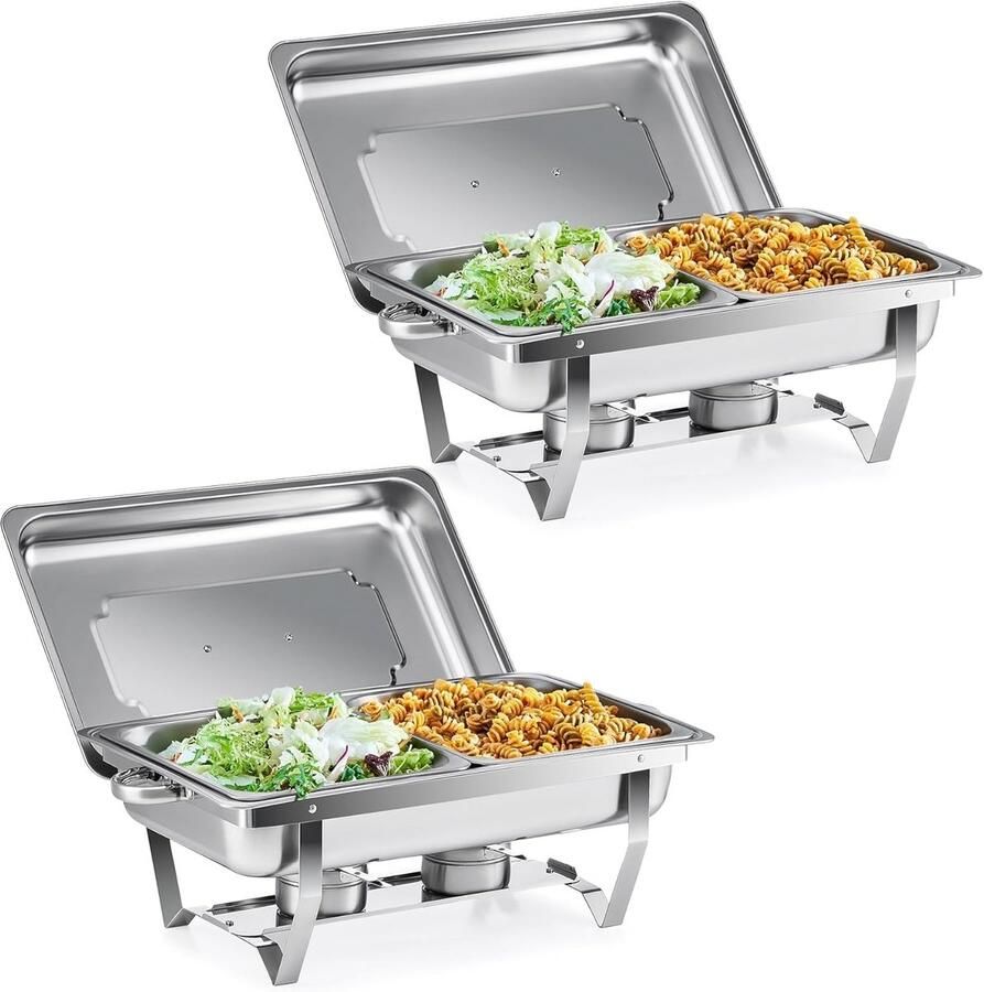 Voedselwarmer Set Buffet Warmer Grote Bijeenkomsten Opvouwbaar Ontwerp 9L Capaciteit Zilver