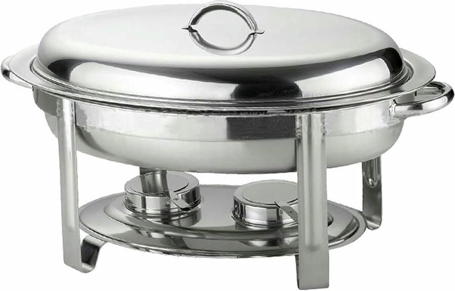 Buffet Server Hete Platen Eten Warm Houden Roestvrij Staal 6 Liter Zilver