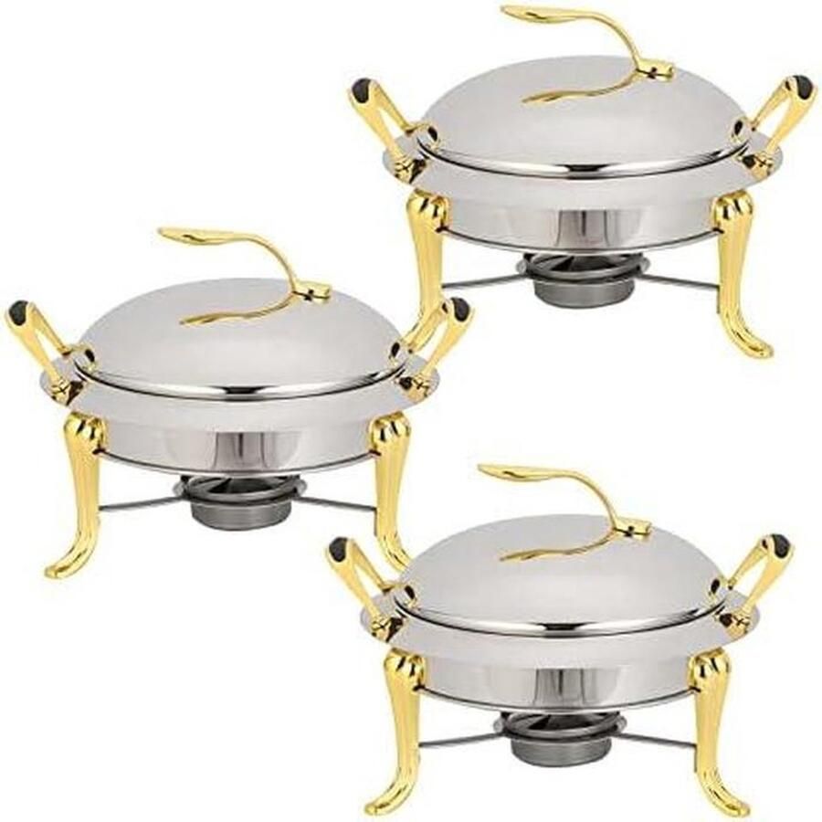 Buffet Server Set Voedselwarmer Schotel Feestelijk Serveren Roestvrij Staal 37 x 19cm Goud