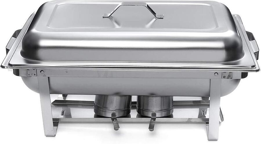 Buffet Server Warmhoudbak Gerechten Warm Houden Drie Bakken 20 x 13 Inch Zilverkleurig