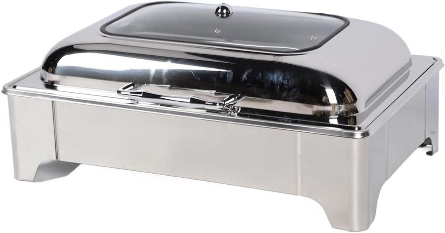 Buffet Server Warmhoudbak Gerechten Warm Houden Temperatuurregeling 9L Capaciteit Zilver