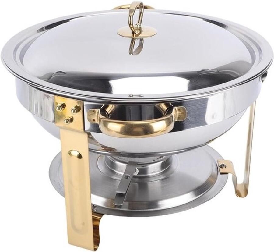 Buffet Server Warmhoudbak Set Feesten Serveren Stabiel Driehoekig Ontwerp 4.5L Capaciteit Goud