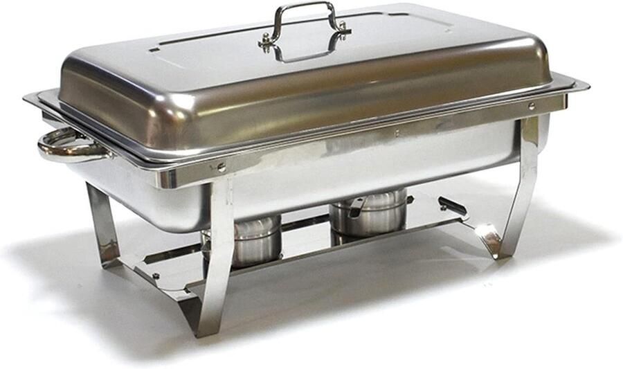 Buffet Server Warmhoudbak Warmhoudbakken Buffetset Eten Warm Houden Dubbele Diepe Sleuven 29 Liter Zilver