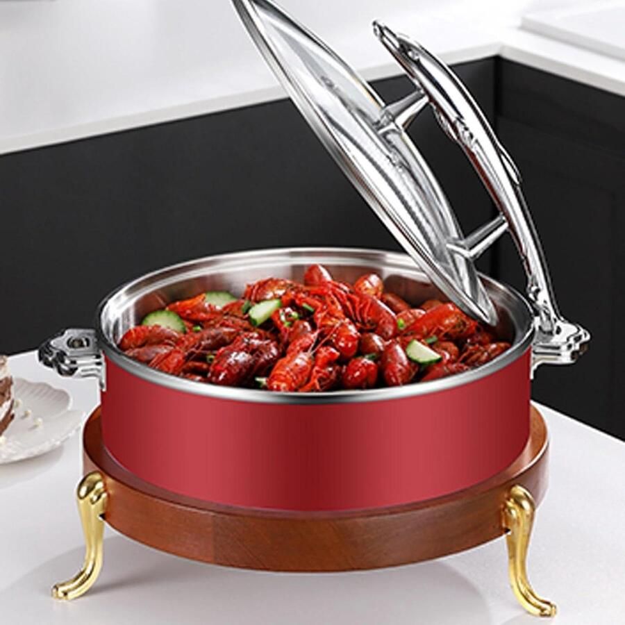 Buffet Server Warmhoudplaat Gerechten Warm Houden Verstelbare Temperatuur 800 W Rood
