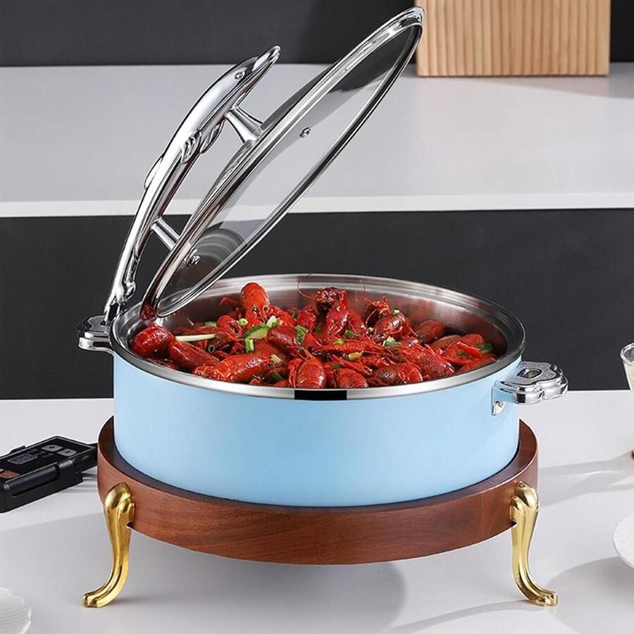 Buffet Server Warmhoudplaat Gerechten Warm Houden Verstelbare Temperatuur 800W Blauw