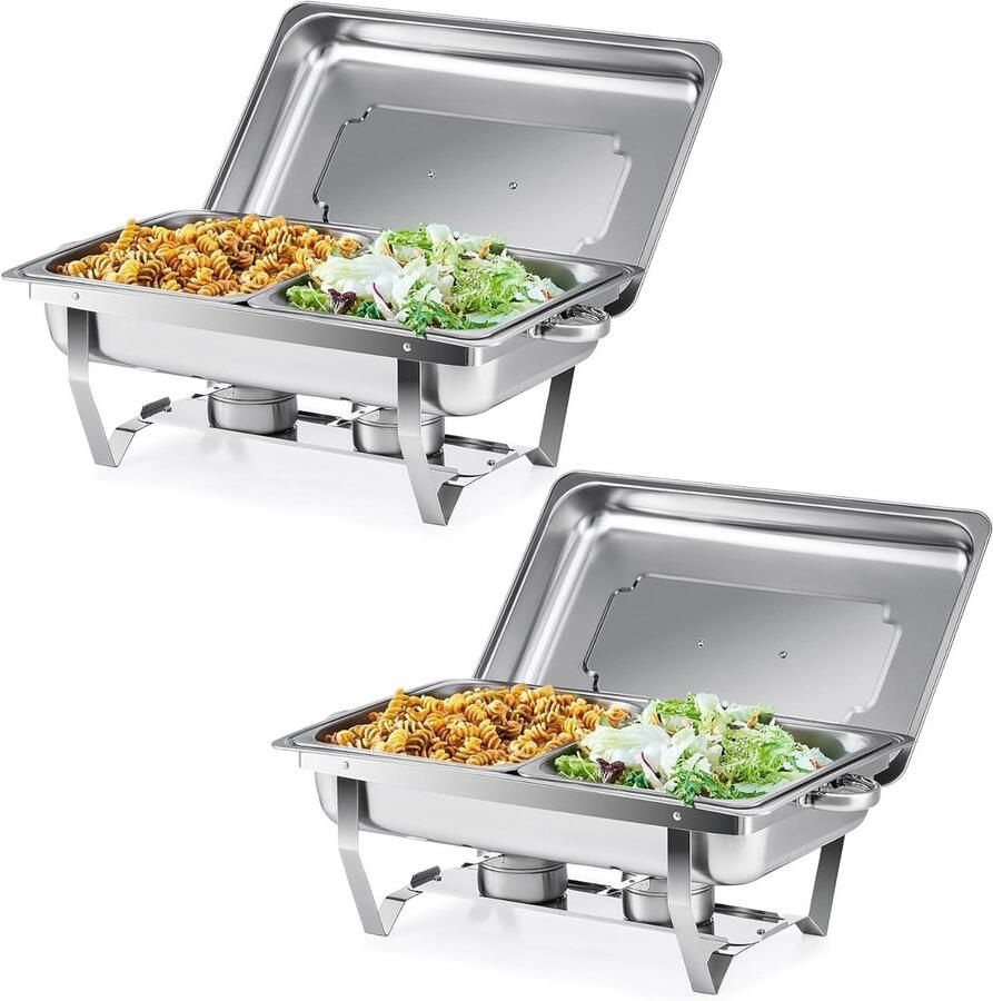 Buffet Servers Catering Warmhoudbak Set Eten Warm Houden Grote Capaciteit 9L 4 Stuks Zilver
