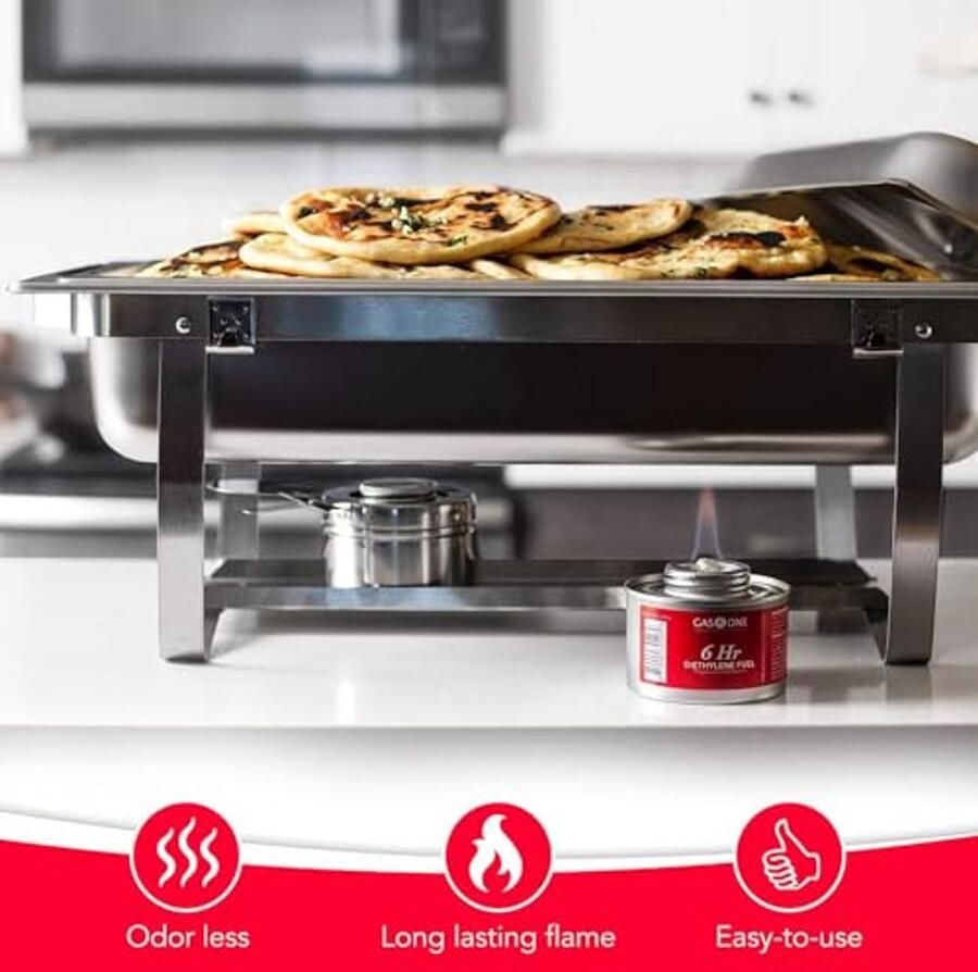 Buffet Set Voedselverwarmers 12 Pack met Veiligheid Brandstof en Dekselopener