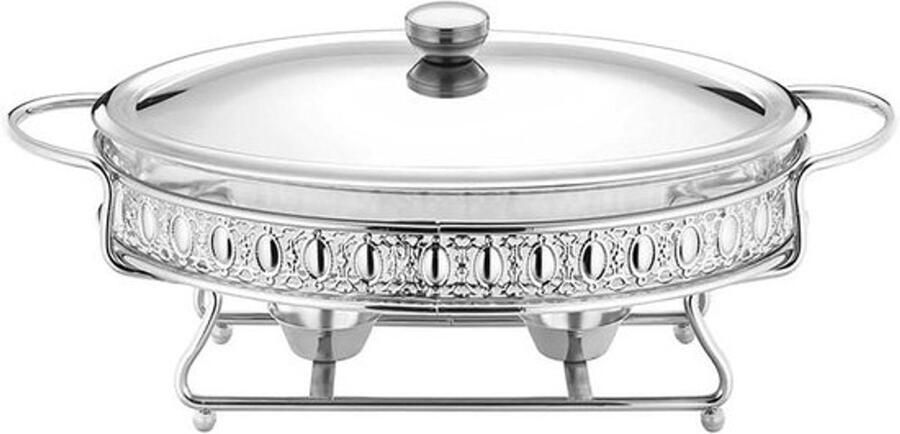 Buffet Set Voedselwarmer Serveerschaal Catering Feesten Geïsoleerd Hittebestendig Glas 1.5L Capaciteit Zilver