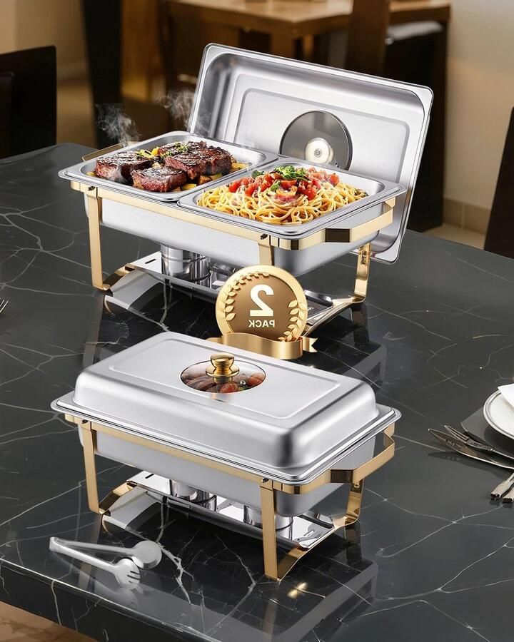 Buffet Set Warmhoud Set Eten Serveren Inclusief Clips 4 Liter Goud