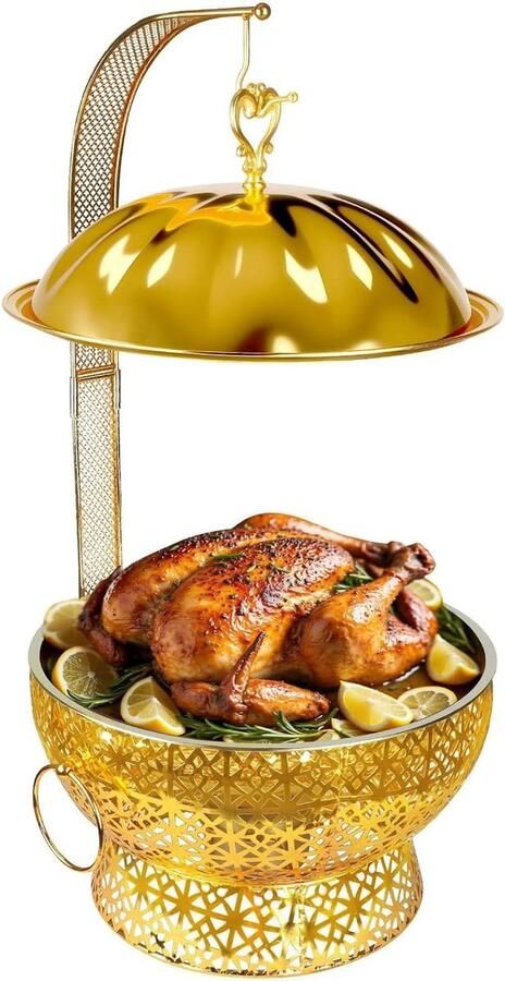 Buffet Set Warmhoudbak Feestelijk Serveren Inclusief Hangend Deksel 8 Liter Zilverkleurig
