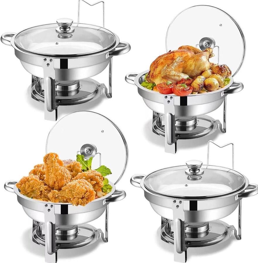 Buffet Set Warmhoudbak Set Feesten en Catering Voedsel Veilig Staal 5 Liter Capaciteit Zilver
