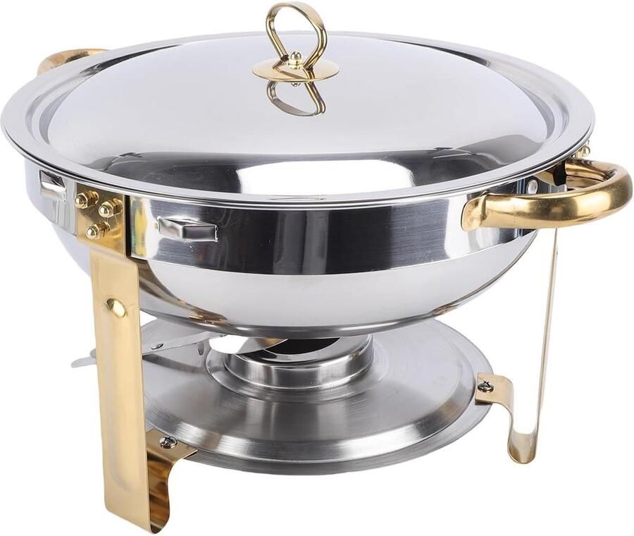 Buffet Verwarmer Warmhoudpan Serveer Feestelijk Buffet Stabiele Driehoek 45 Liter Goud