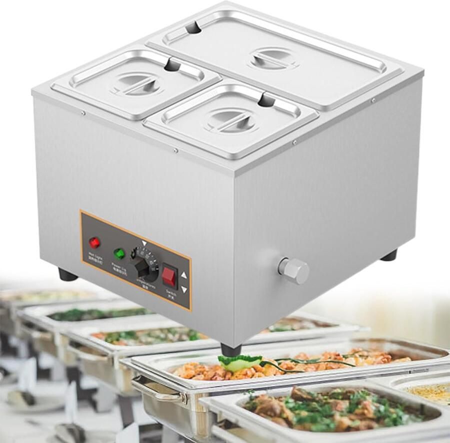 Buffet voedselverwarmer 12L met temperatuurregeling en afvoerklep