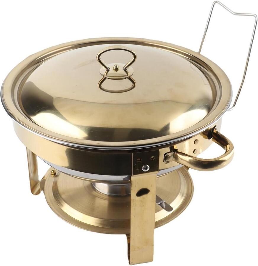 Buffet Voedselverwarmer Chafing Dish Feestelijk Serveren Stapelbaar Ontwerp 45 Liter Goudkleurig