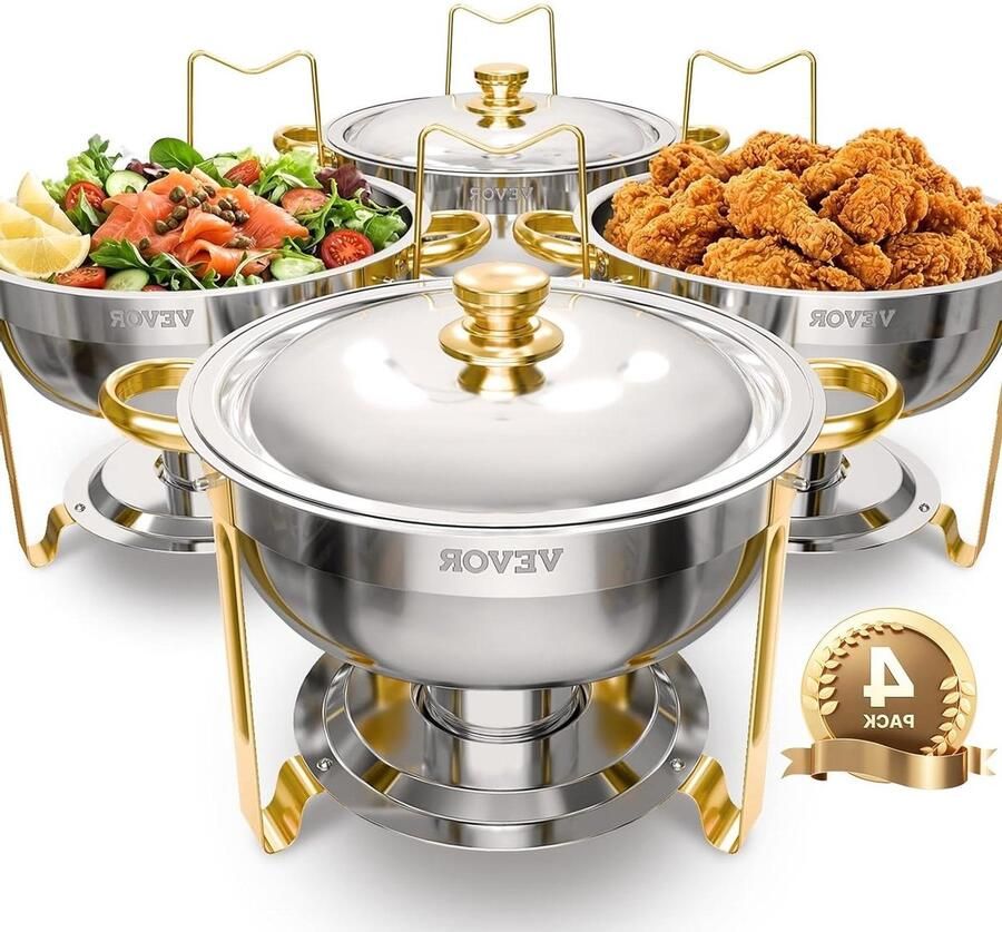 Buffet Warmer Chafing Dish Set Eten Warm Houden 4x 4.7L Containers