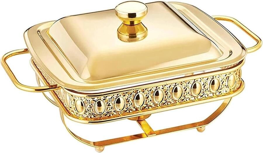 Buffet Warmer Chafing Dish Set Feestelijke Gelegenheden Duurzaam Roestvrij Staal 1.8L Capaciteit Goudkleurig
