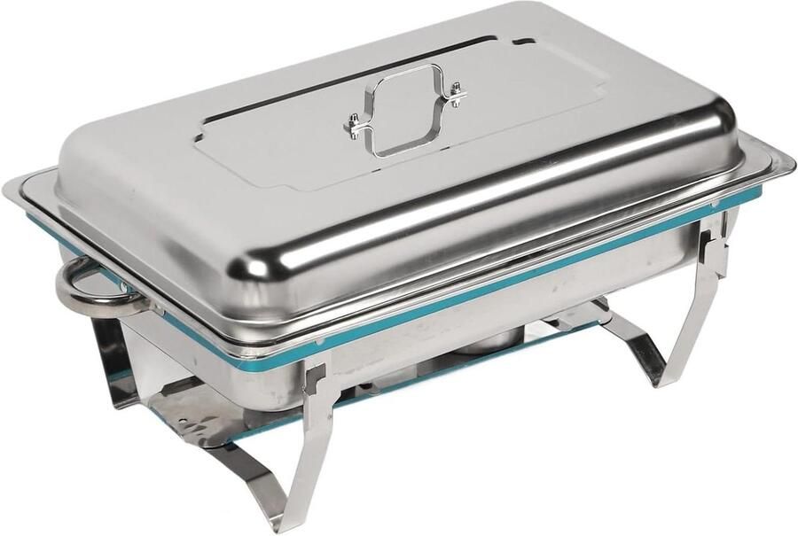 Buffet Warmer Warmhoudbak Set Feestelijk Serveren Dubbele Verwarming 11L Capaciteit Zilverkleurig