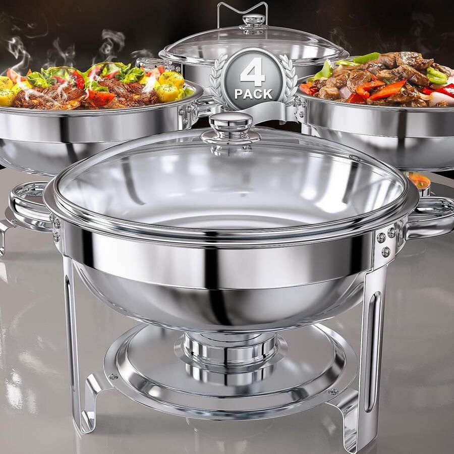 Buffet Warmers Catering Gerechten Voedsel Serveren Roestvrij Staal 5 Quarts Zilver