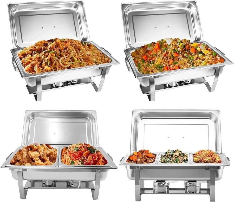 Buffet Warmers Chafing Dishes Feesten Buffet Complete Set 8QT Capaciteit Zilverkleurig