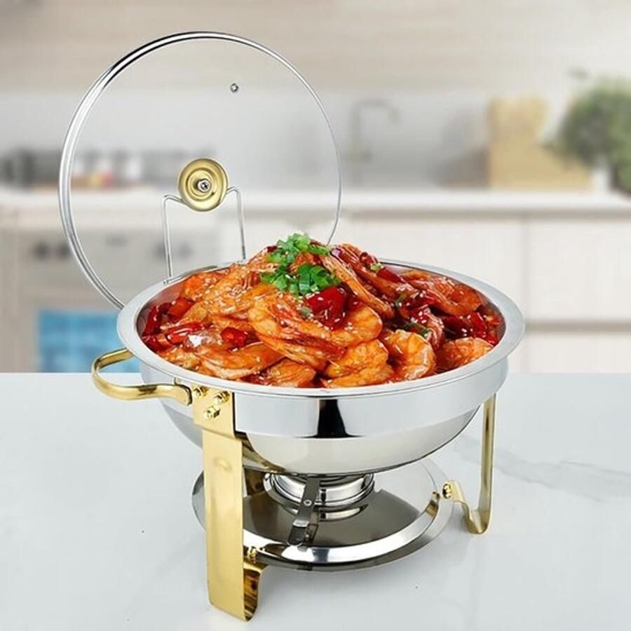 Buffet Warmers Chafing Dishes RVS Feestelijk Diner Verstelbare Temperatuur 4.5 Liter Capaciteit