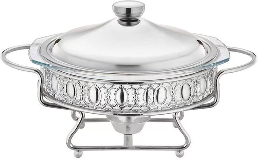 Buffet Warmhoudbak Voedselwarmer Chafing Dish Catering Feesten Banketten Roestvrij Staal Duurzaam 23.4x14.5cm 2L Zilver