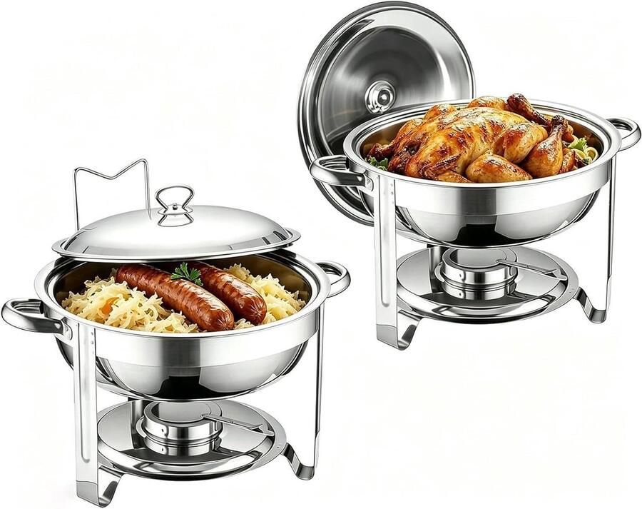 Buffet Warmhoudpan Grote warmtepot Gerechten serveren Roestvrij staal 45 liter inhoud Zilver
