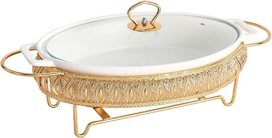 Buffet Warmhoudset Chafing Dish Keramiek Feesten Buffet Gelijkmatige Verwarming 35-41.5 cm Wit