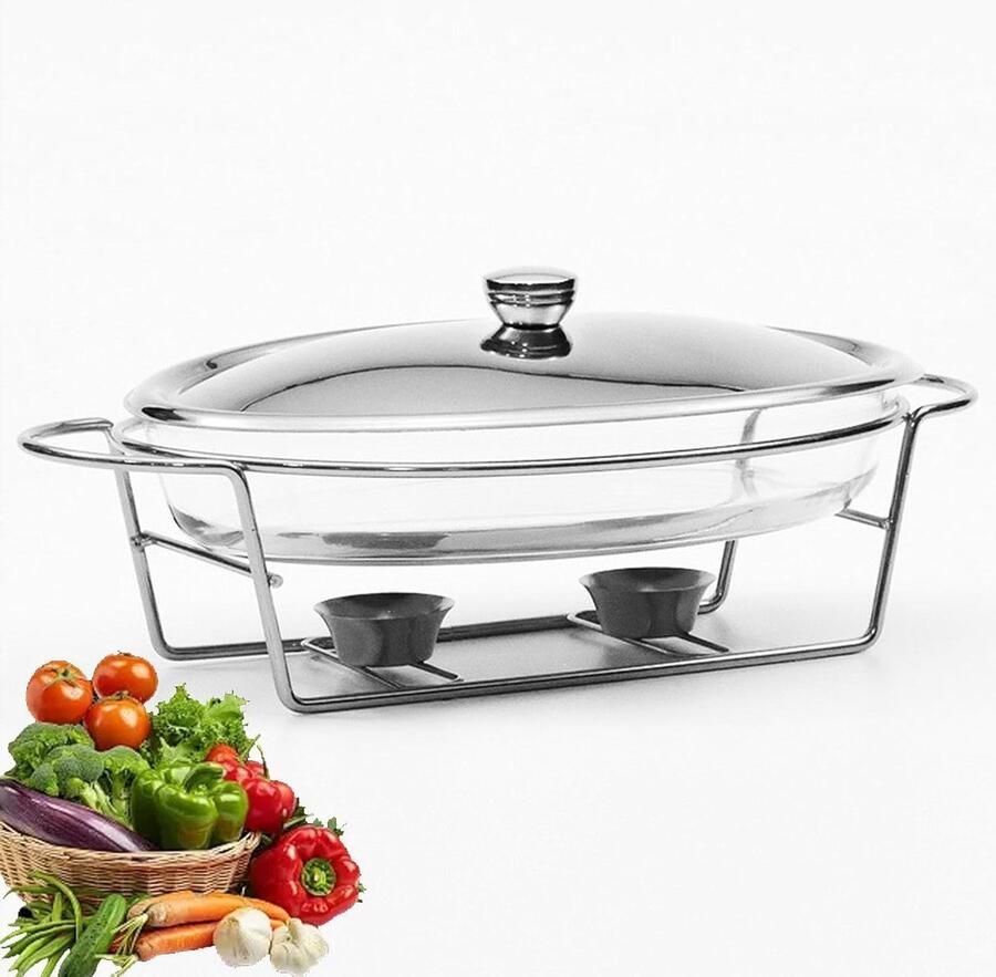 Buffet Warmhoudset Chafing Dish Set Eten Warm Houden Keramische Pan Volledige Grootte Zilver
